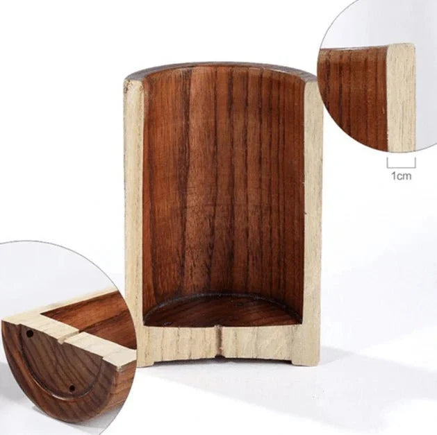 Countertop Utensil Crock Organizer Natural Teak Wood Kitchen Tool Caddy Holder for Cooking Spoons Spatulas Whisks
