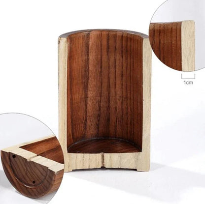 Countertop Utensil Crock Organizer Natural Teak Wood Kitchen Tool Caddy Holder for Cooking Spoons Spatulas Whisks