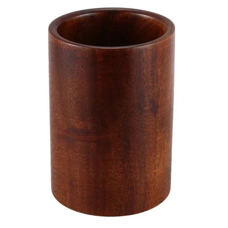 Countertop Utensil Crock Organizer Natural Teak Wood Kitchen Tool Caddy Holder for Cooking Spoons Spatulas Whisks