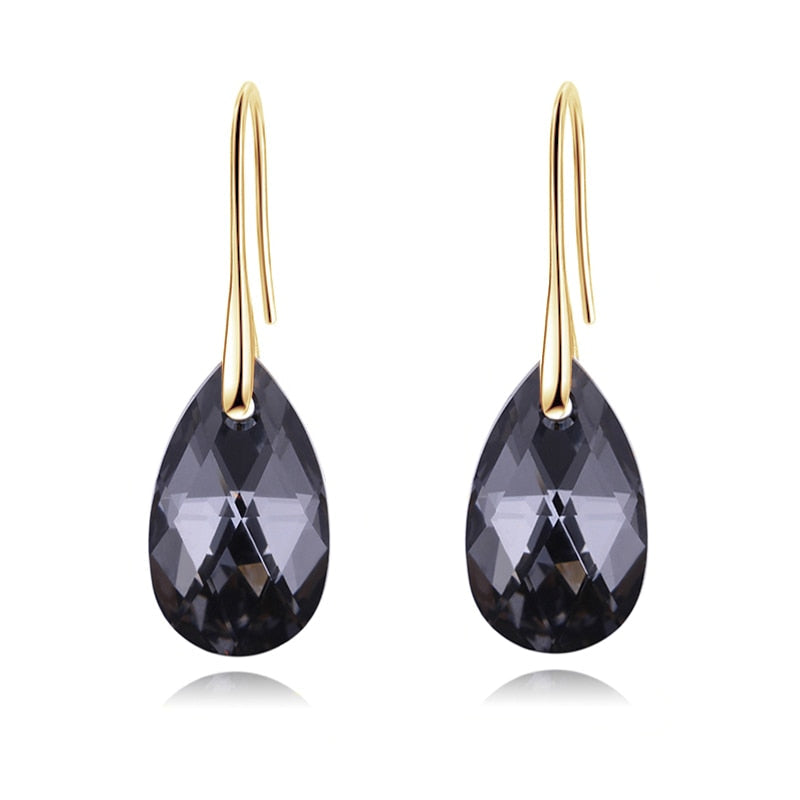 Sterling Silver Plated Teardrop Dangle Earrings with Shimmering Crystal Stone for Women – Versatile Day to Night Jewelry
