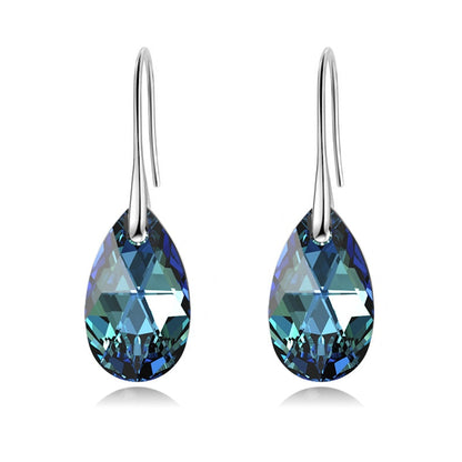 Sterling Silver Plated Teardrop Dangle Earrings with Shimmering Crystal Stone for Women – Versatile Day to Night Jewelry