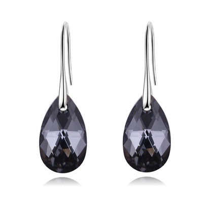 Sterling Silver Plated Teardrop Dangle Earrings with Shimmering Crystal Stone for Women – Versatile Day to Night Jewelry