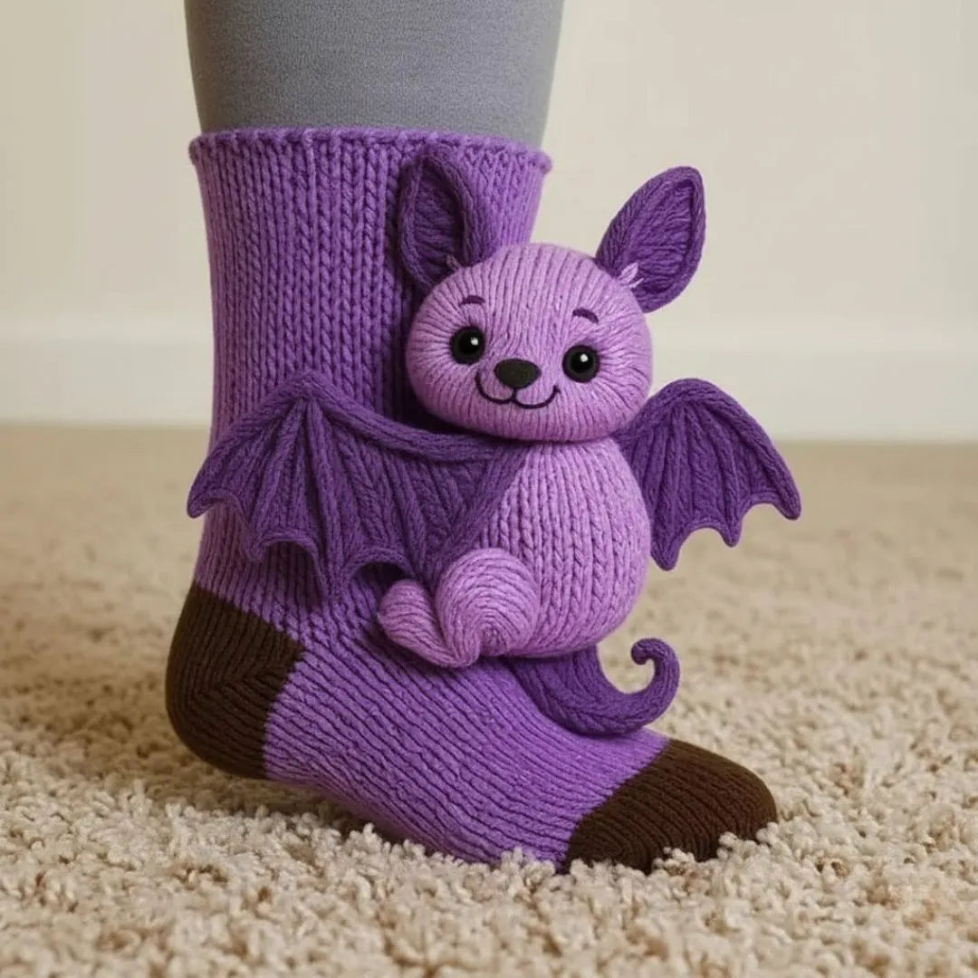 Plush Animal Slipper Socks for Women & Men - Cozy Fleece-Lined Winter Floor Socks with Non-Slip Grips