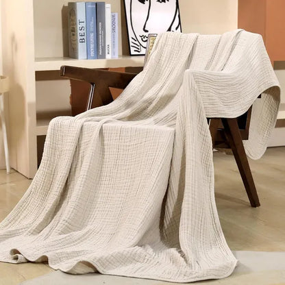 Soft Cotton Muslin Throw Blanket - Lightweight All-Season Comfort for Couch, Bed & Living Room - Hypoallergenic Breathable Fabric