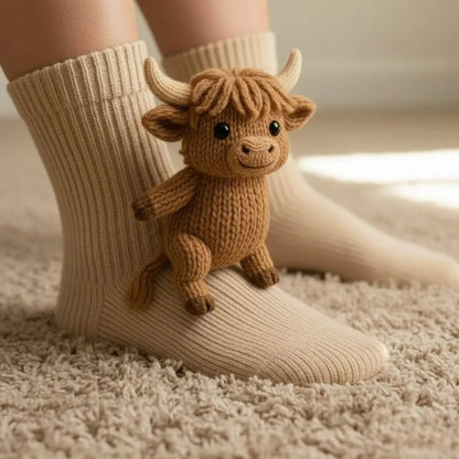 Plush Animal Slipper Socks for Women & Men - Cozy Fleece-Lined Winter Floor Socks with Non-Slip Grips
