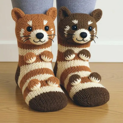 Plush Animal Slipper Socks with 3D Design – Cozy Winter Footwear for Kids & Adults