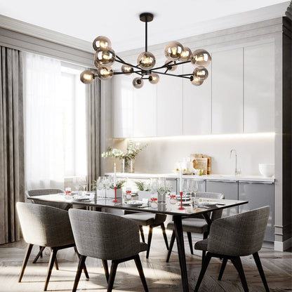 15-Light Linear Glass Globe Fixture for Dining Tables & Islands 44 in Wide Adjustable Dimmable G9 Ceiling Light