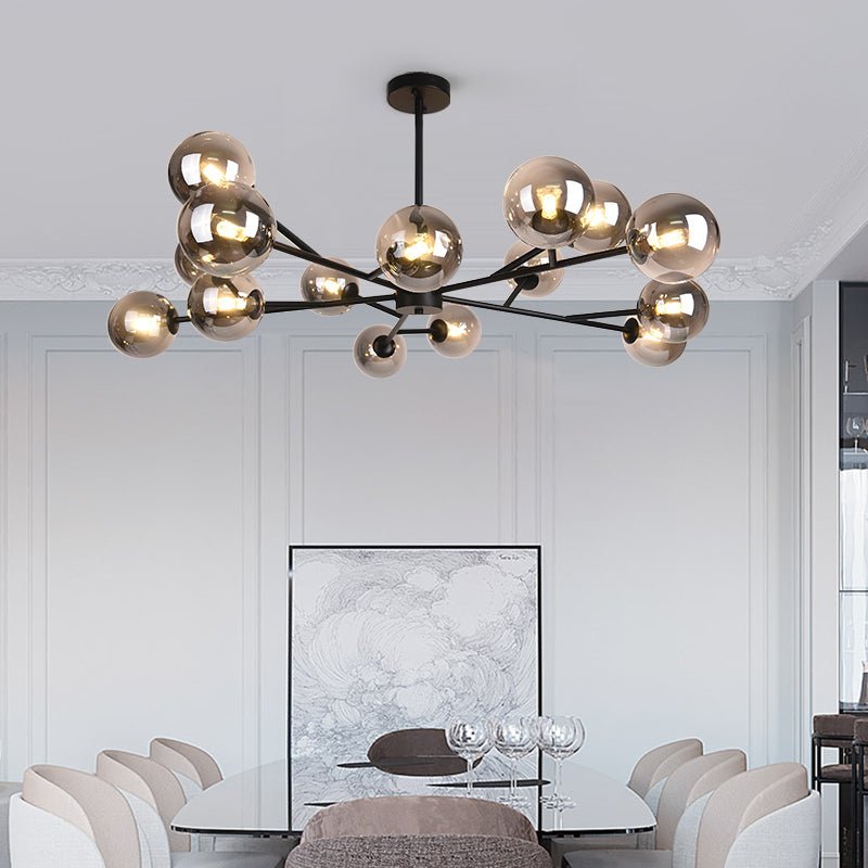 15-Light Linear Glass Globe Fixture for Dining Tables & Islands 44 in Wide Adjustable Dimmable G9 Ceiling Light