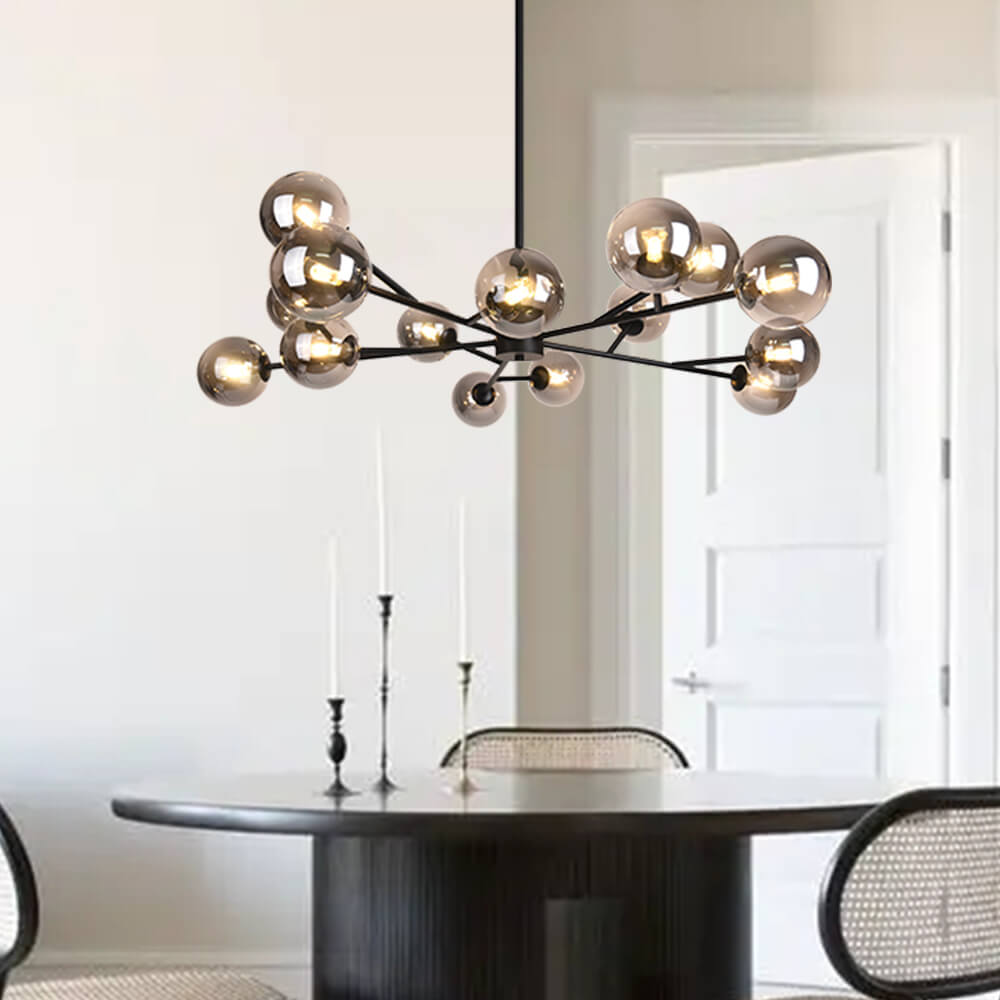 15-Light Linear Glass Globe Fixture for Dining Tables & Islands 44 in Wide Adjustable Dimmable G9 Ceiling Light