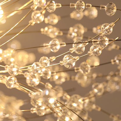 39-Inch Starburst Pendant Fixture 20-Light Acrylic Crystal Metal Frame Dining Room Entryway Brass Chrome Adjustable Chain Ceiling Light G9 L