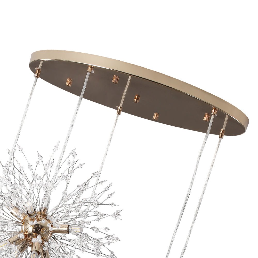G9 Firework Sphere Pendant Light | Antique Brass Multi-Bulb Fixture for Tall Ceilings, Foyers, Stairwells & Open Living Rooms | Adjustable H