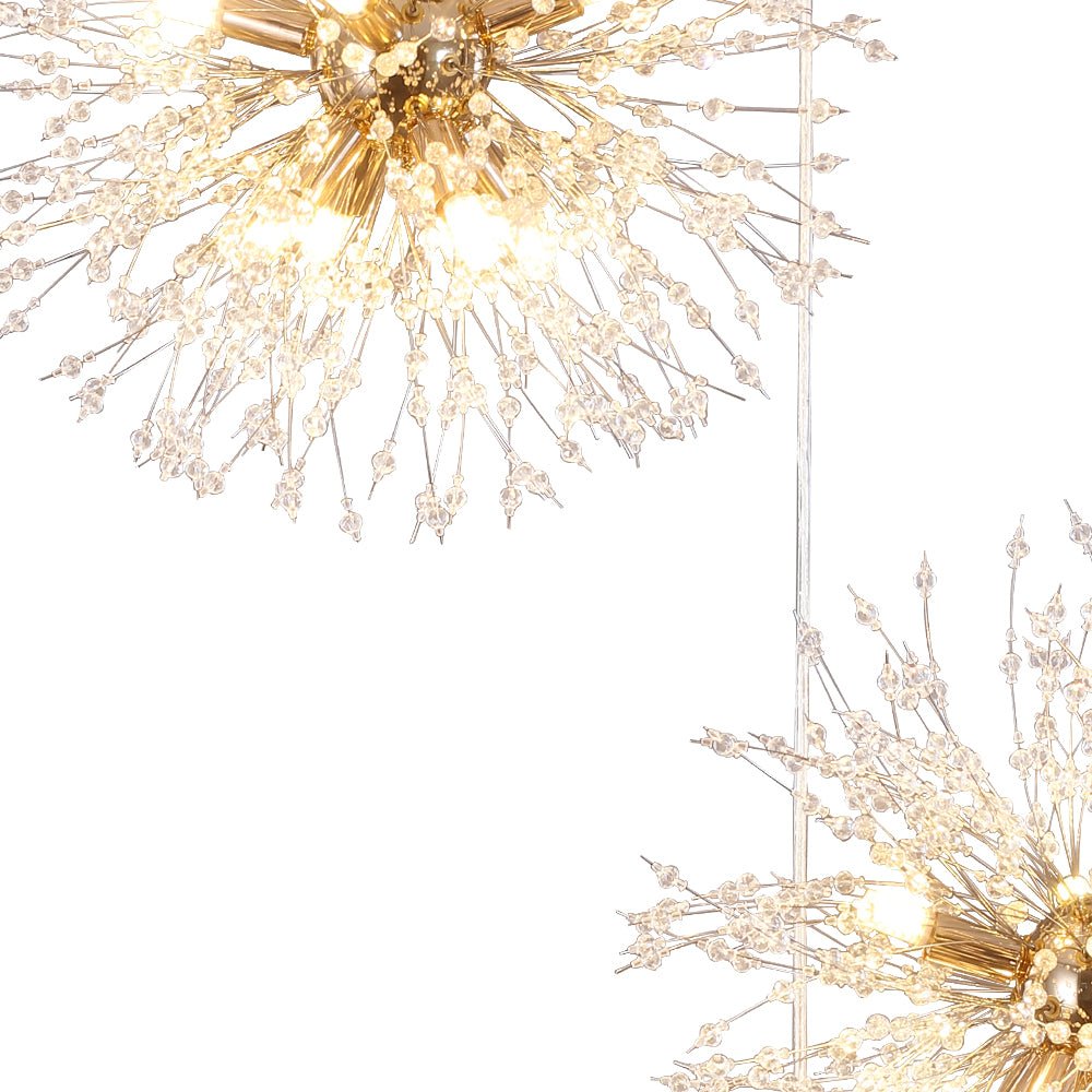 G9 Firework Sphere Pendant Light | Antique Brass Multi-Bulb Fixture for Tall Ceilings, Foyers, Stairwells & Open Living Rooms | Adjustable H