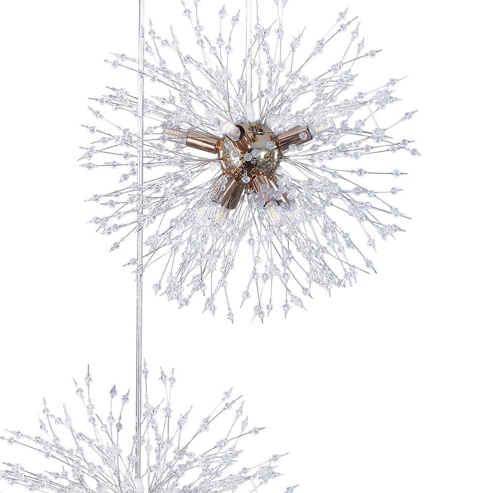 G9 Firework Sphere Pendant Light | Antique Brass Multi-Bulb Fixture for Tall Ceilings, Foyers, Stairwells & Open Living Rooms | Adjustable H