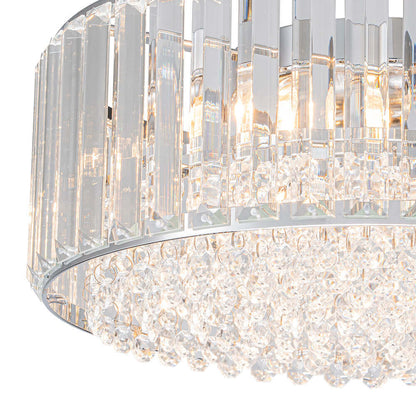 Flush Mount Light Fixture Crystal Accents 3-Bulb Dimmable 14 in Diameter Low Profile for Bedroom Hallway Entry Modern Overhead Lighting Meta