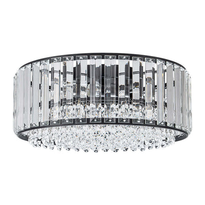 Flush Mount Light Fixture Crystal Accents 3-Bulb Dimmable 14 in Diameter Low Profile for Bedroom Hallway Entry Modern Overhead Lighting Meta