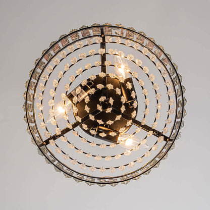 Flush Mount Light Fixture Crystal Accents 3-Bulb Dimmable 14 in Diameter Low Profile for Bedroom Hallway Entry Modern Overhead Lighting Meta