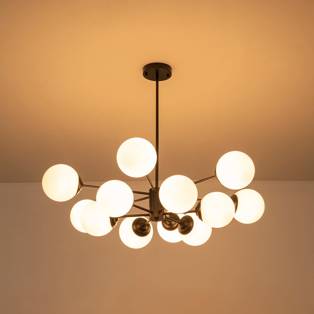Multi-Globe Pendant Light with Adjustable Height 35 in Wide Opal Glass Ceiling Fixture for Dining Room Kitchen Island Living Room Dimmable H