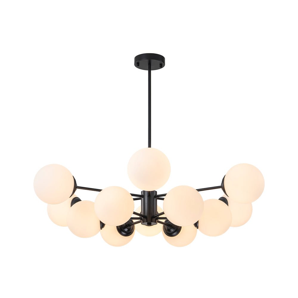 Multi-Globe Pendant Light with Adjustable Height 35 in Wide Opal Glass Ceiling Fixture for Dining Room Kitchen Island Living Room Dimmable H