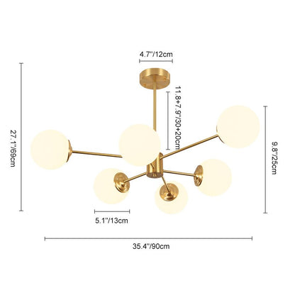 Multi-Globe Pendant Light with Adjustable Height 35 in Wide Opal Glass Ceiling Fixture for Dining Room Kitchen Island Living Room Dimmable H