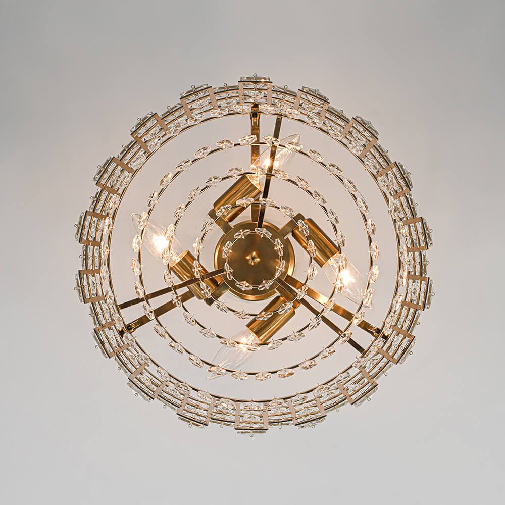 Semi-Flush Crystal Drum Light 15 Inch Dimmable Chrome Brass Metal Glass for Bedroom Living Room Dining Room Hallway Entry Foyer Modern Glam