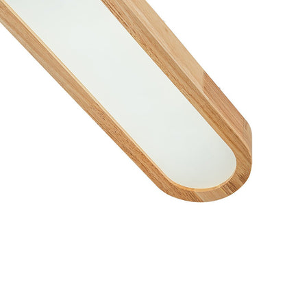 Oval LED Flush Mount Ceiling Light with Wood-Look Frame 37 in Dimmable Kitchen & Living Room Remote Fixture