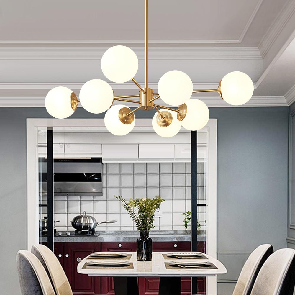 Multi-Globe Pendant Light with Adjustable Height 35 in Wide Opal Glass Ceiling Fixture for Dining Room Kitchen Island Living Room Dimmable H