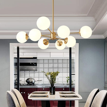 Multi-Globe Pendant Light with Adjustable Height 35 in Wide Opal Glass Ceiling Fixture for Dining Room Kitchen Island Living Room Dimmable H