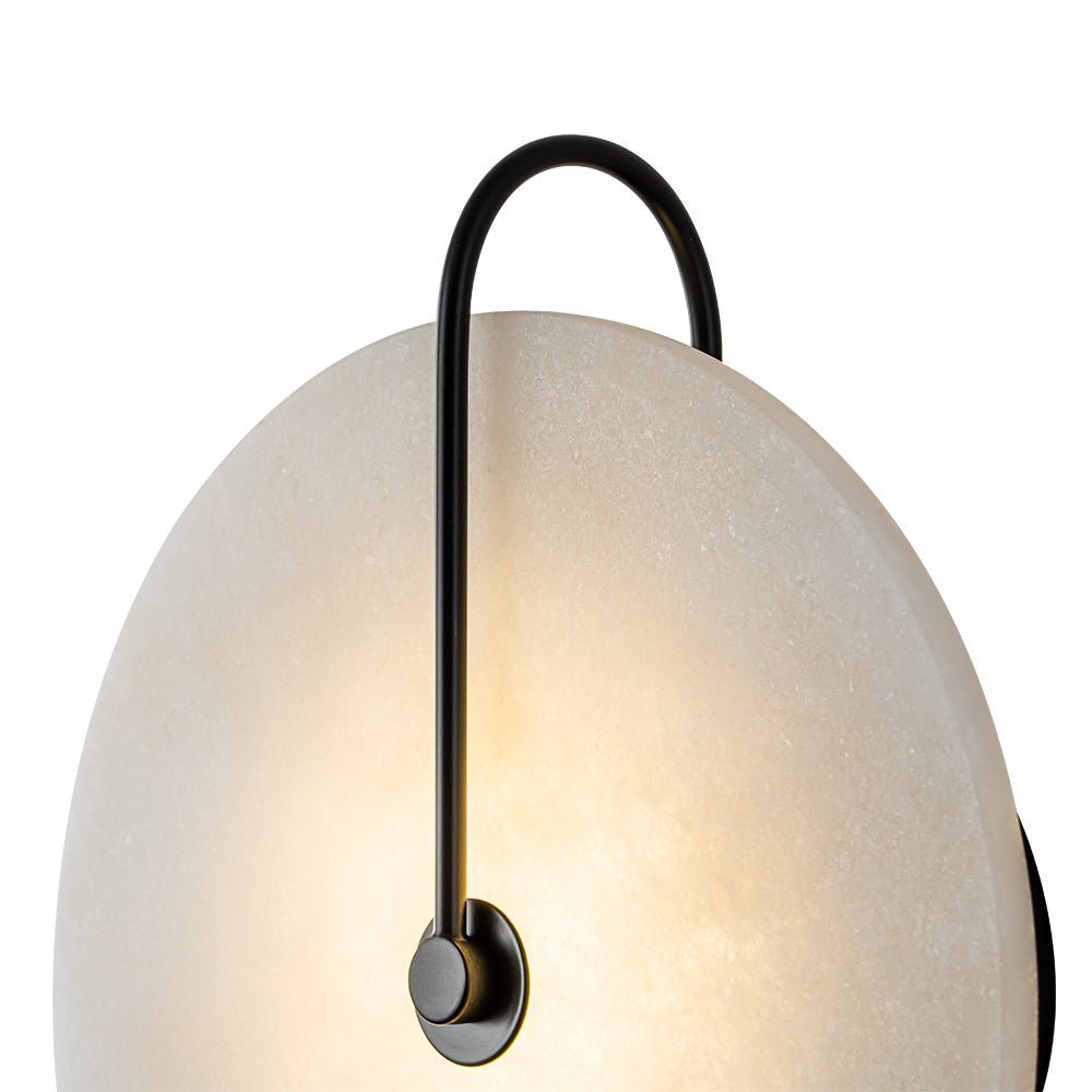 Modern Sconce Light with Circular Marble-Look Shade 5W LED Black & White for Bedrooms Hallways Living Rooms Mid-Century Accent Lighting