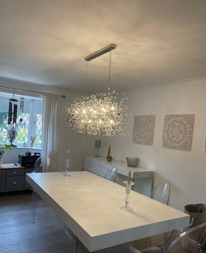 Linear Crystal Chandelier 36-Inch 12-Light Gold Chrome Finish for Dining Room Kitchen Island Contemporary Ceiling Fixture Modern Adjustable