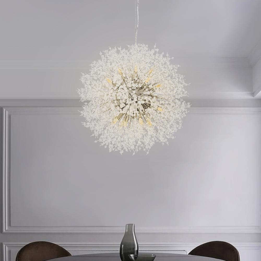 Mid-Century Starburst Fixture Gold Metal 24-Inch Multi-Bulb Adjustable Height G9 Socket for Kitchen Island Dining Living Room Foyer Statemen