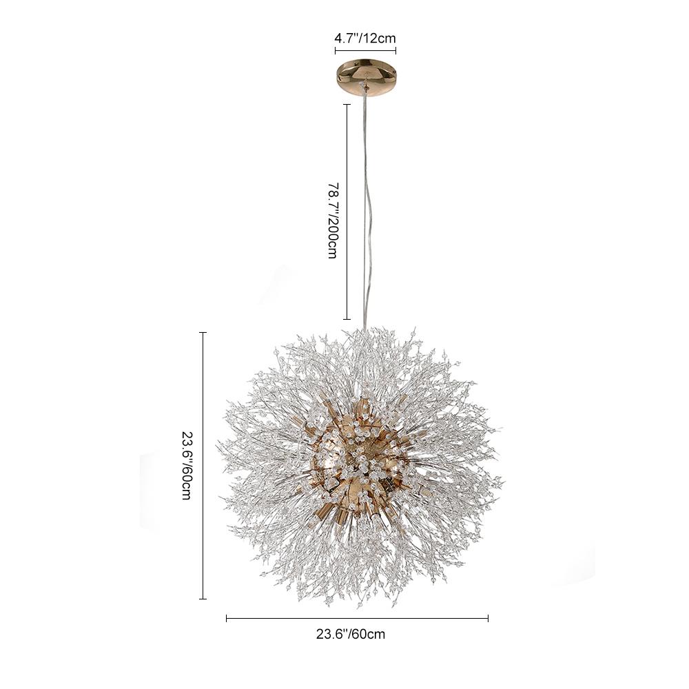 Mid-Century Starburst Fixture Gold Metal 24-Inch Multi-Bulb Adjustable Height G9 Socket for Kitchen Island Dining Living Room Foyer Statemen