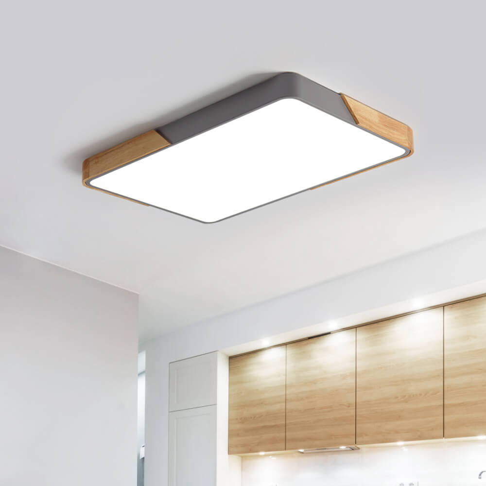 Flush-Mount LED Ceiling Light with Adjustable Brightness & Color Temperature – Modern Rectangular Fixture for Kitchen, Office, Bedroom &