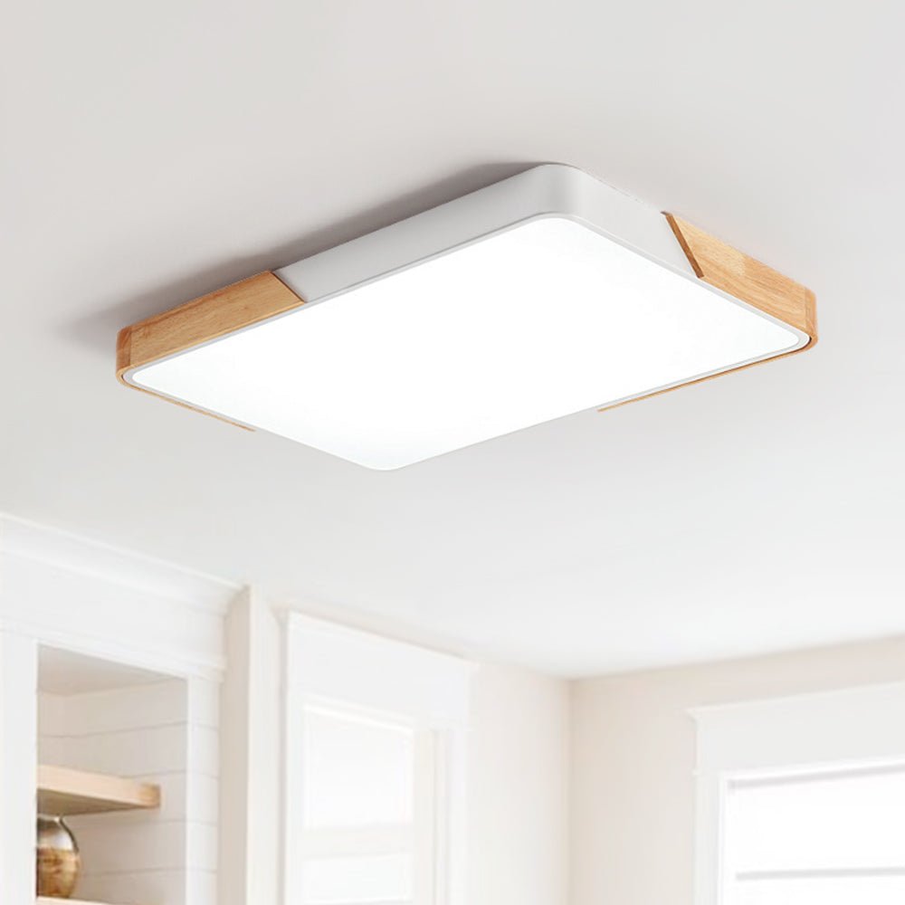 Flush-Mount LED Ceiling Light with Adjustable Brightness & Color Temperature – Modern Rectangular Fixture for Kitchen, Office, Bedroom &