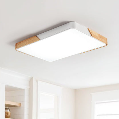Flush-Mount LED Ceiling Light with Adjustable Brightness & Color Temperature – Modern Rectangular Fixture for Kitchen, Office, Bedroom &