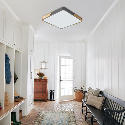 Flush-Mount LED Ceiling Light with Adjustable Brightness & Color Temperature – Modern Rectangular Fixture for Kitchen, Office, Bedroom &