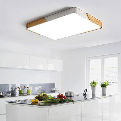Flush-Mount LED Ceiling Light with Adjustable Brightness & Color Temperature – Modern Rectangular Fixture for Kitchen, Office, Bedroom &