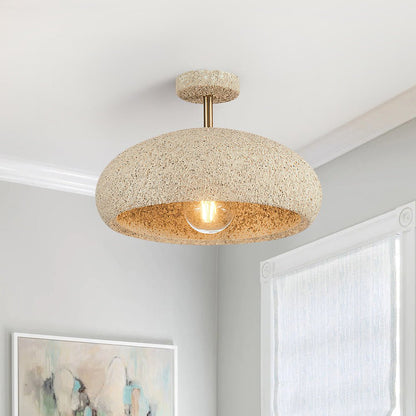 Semi-Flush Mount Dome Light Fixture 14 in Textured Metal Dimmable Overhead Lighting for Bedroom Living Room Kitchen Hallway Low Ceiling Nord