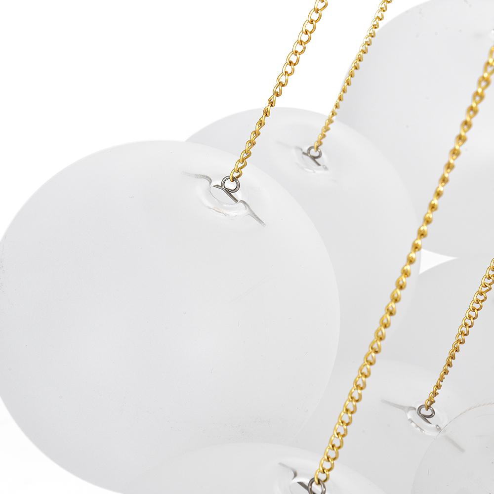 Multi-Sphere Glass Chandelier 31 in Width Adjustable Height for Dining Kitchen Living Room 3-Light Frosted Globe Cluster Overhead Fixture Di