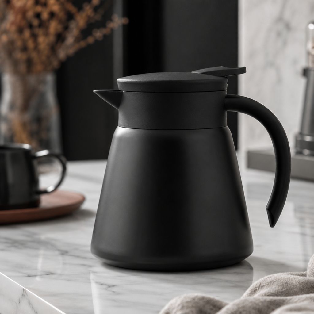 Stainless Steel Vacuum Carafe 20 oz – Double-Wall Insulated Coffee & Tea Server with Push-Button Spout for Kitchen, Office & Everyday Use