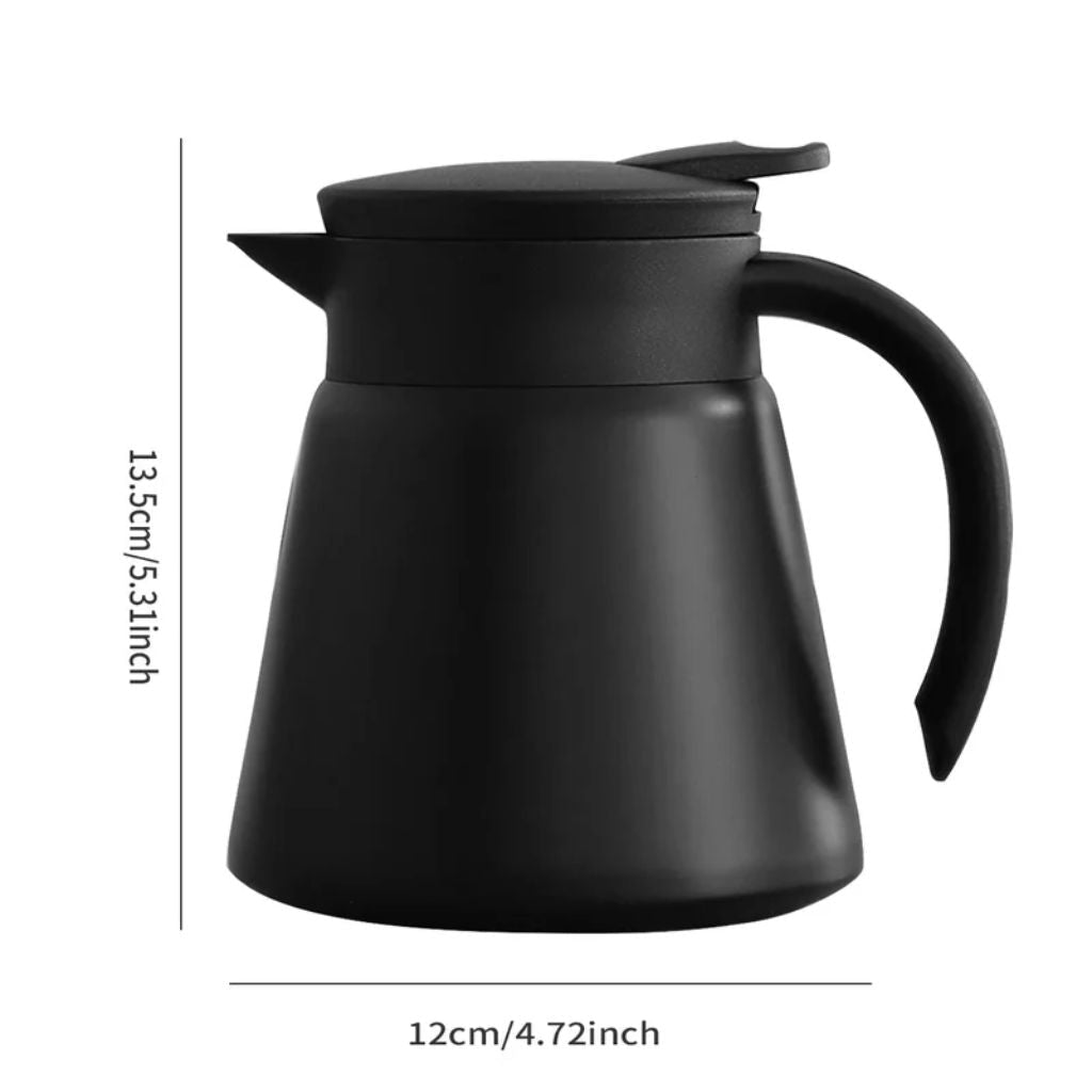 Stainless Steel Vacuum Carafe 20 oz – Double-Wall Insulated Coffee & Tea Server with Push-Button Spout for Kitchen, Office & Everyday Use