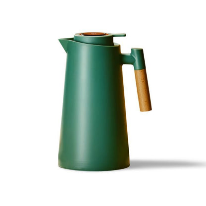 Insulated Glass Carafe 34 oz with Digital Temperature Display Wood Handle for Hot Coffee Tea Water