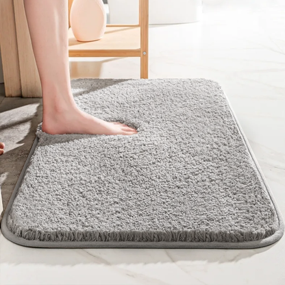 Plush Microfiber Bathroom Rug 16×24 Inches Gray Anti-Slip Backing Soft Water-Absorbing Floor Mat for Shower Vanity Tub