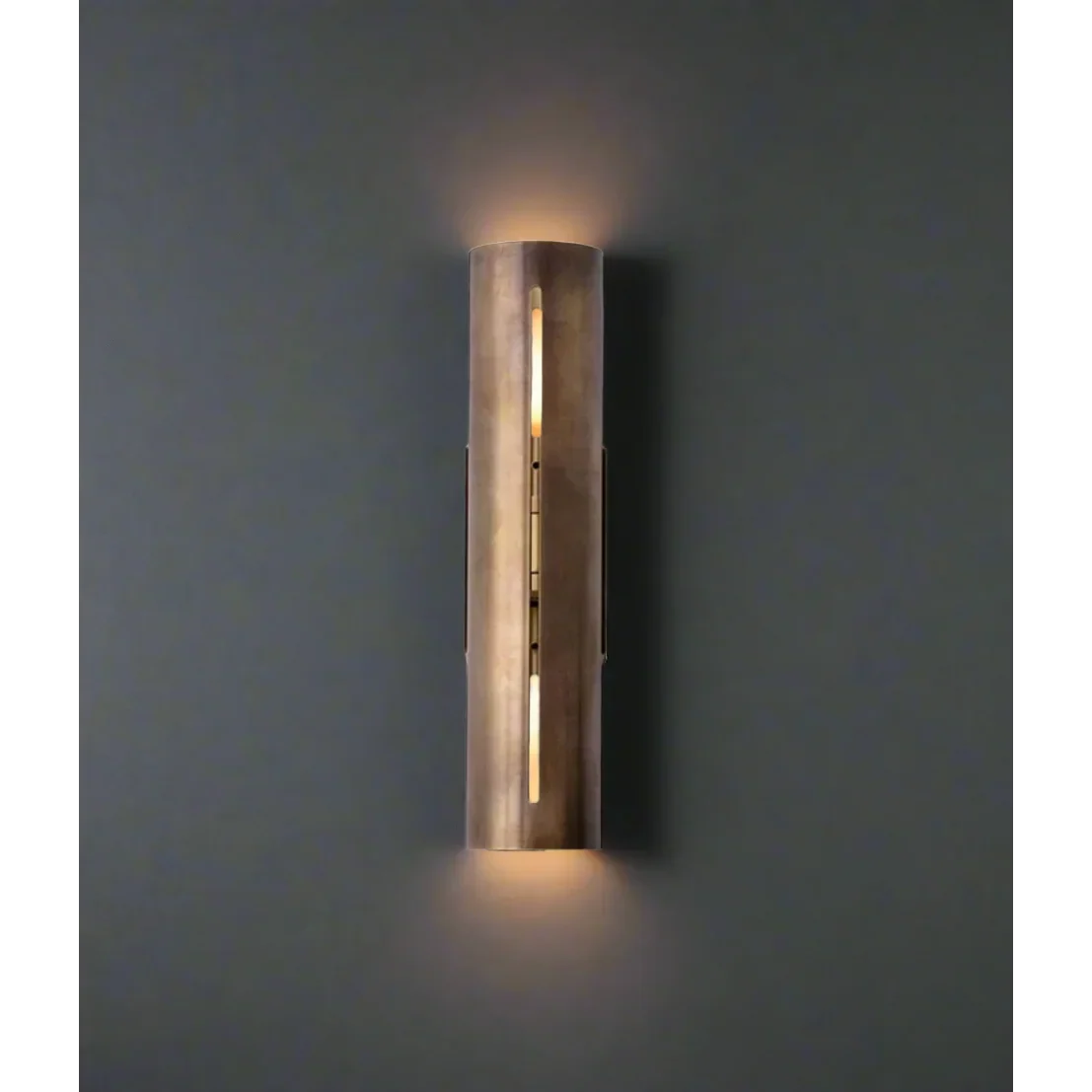 Copper Sconce Bronze Finish 14 in Vertical Slit Warm White Up Down Lighting for Hallways Bedrooms Contemporary Modern Indoor Metal Fixture