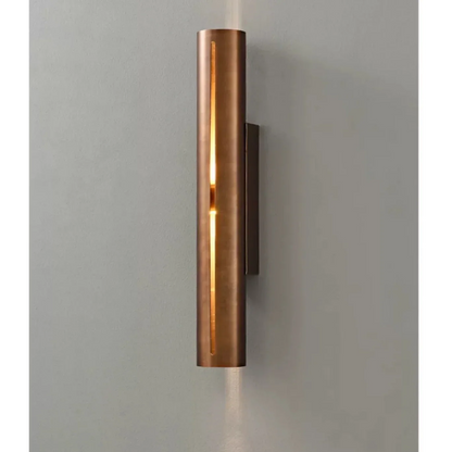 Copper Sconce Bronze Finish 14 in Vertical Slit Warm White Up Down Lighting for Hallways Bedrooms Contemporary Modern Indoor Metal Fixture