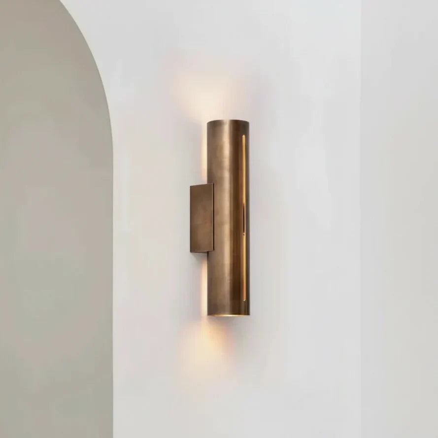 Copper Sconce Bronze Finish 14 in Vertical Slit Warm White Up Down Lighting for Hallways Bedrooms Contemporary Modern Indoor Metal Fixture