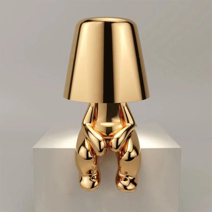Sculptural Figure Desk Lamp USB Rechargeable LED Touch Control Gold Iron Adjustable for Office Study Reading Bedroom Nightstand Table Home D