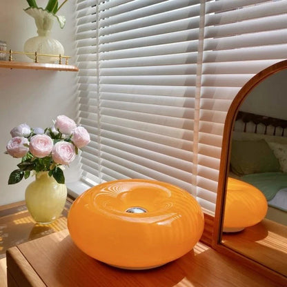 Touch-Activated LED Glass Sconce 10 in Round Orange Ambient Light for Bedroom Living Room Study Modern Energy-Efficient Decorative Fixture