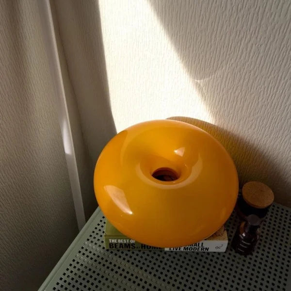Touch-Activated LED Glass Sconce 10 in Round Orange Ambient Light for Bedroom Living Room Study Modern Energy-Efficient Decorative Fixture
