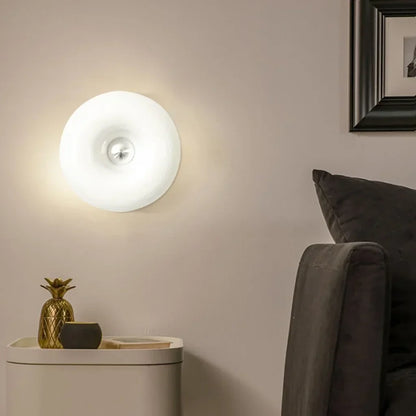 Touch-Activated LED Glass Sconce 10 in Round Orange Ambient Light for Bedroom Living Room Study Modern Energy-Efficient Decorative Fixture
