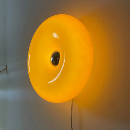 Touch-Activated LED Glass Sconce 10 in Round Orange Ambient Light for Bedroom Living Room Study Modern Energy-Efficient Decorative Fixture